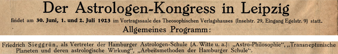 Programmausriss Astrologenkongress Leipzig 1923
